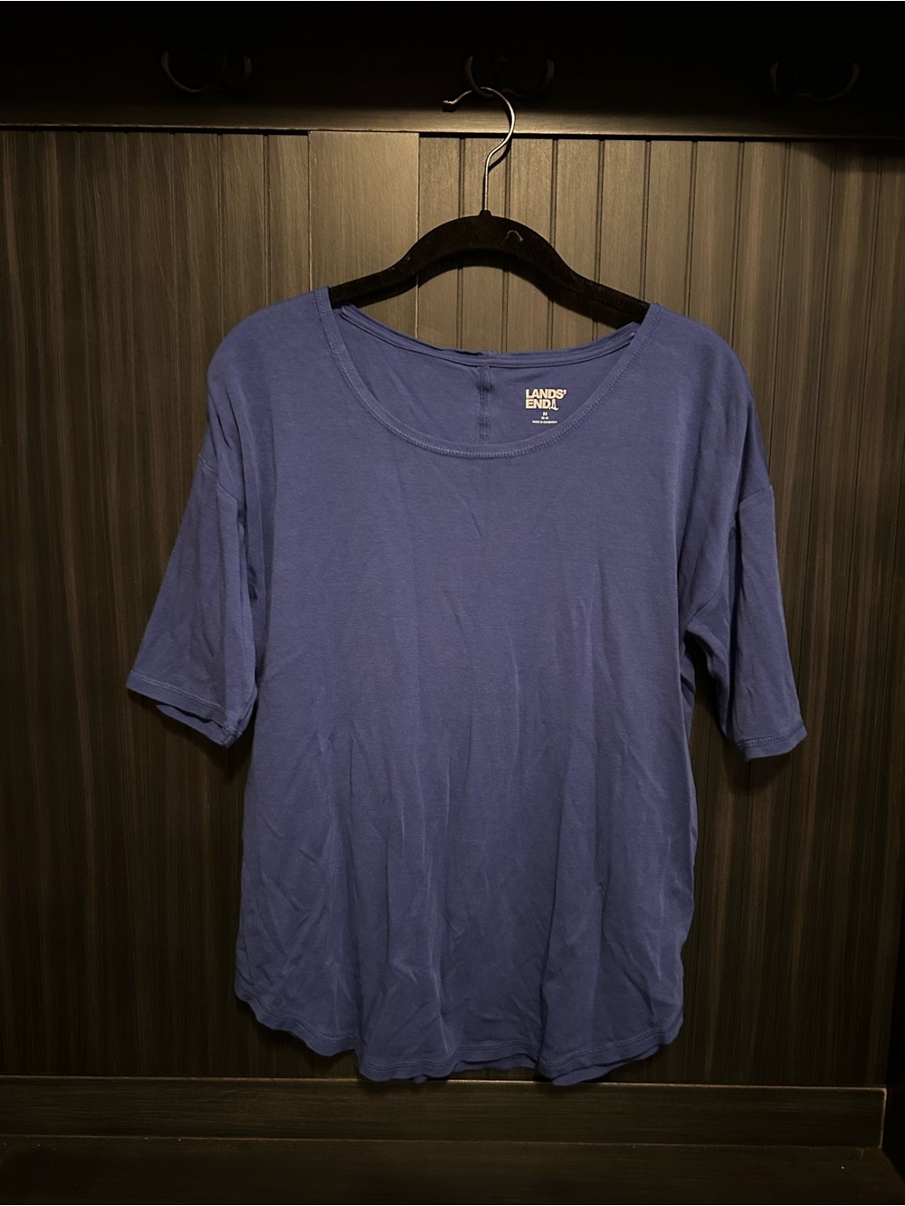 Lands' End Women's Short Sleeve Scoop Neck Top - Royal Blue